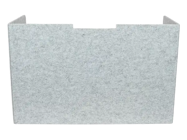 Rear view of acoustic desk privacy shield