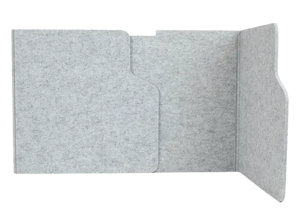 Acoustic desk shield partially folded