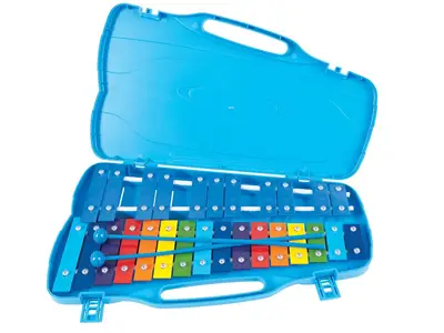 PP World 27-note classroom glockenspiel in blue carry case