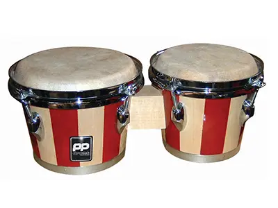 P.P. TWO TONE WOOD BONGOS - CHROME HARDWARE – each