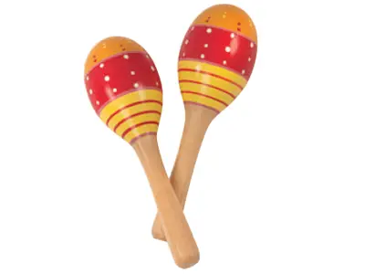 PP EARLY YEARS WOODEN MARACAS - RED/YELLOW – each